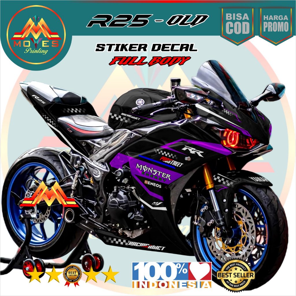 Bayar ditempat / Decal R25 old motif monster prostreet - stiker decal full body r25 old