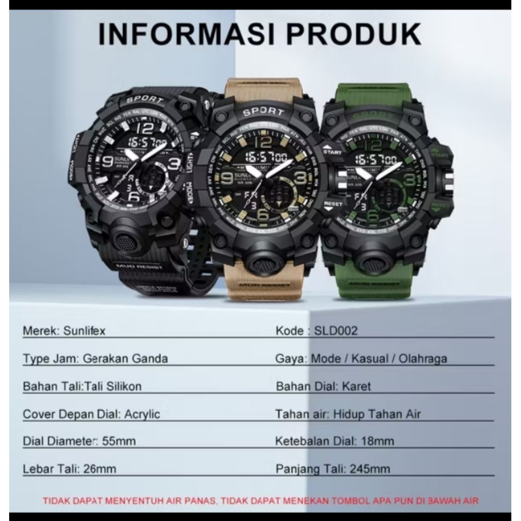 Jam Tangan Pria BIDEN R004 Analog & Digital Tahan Air