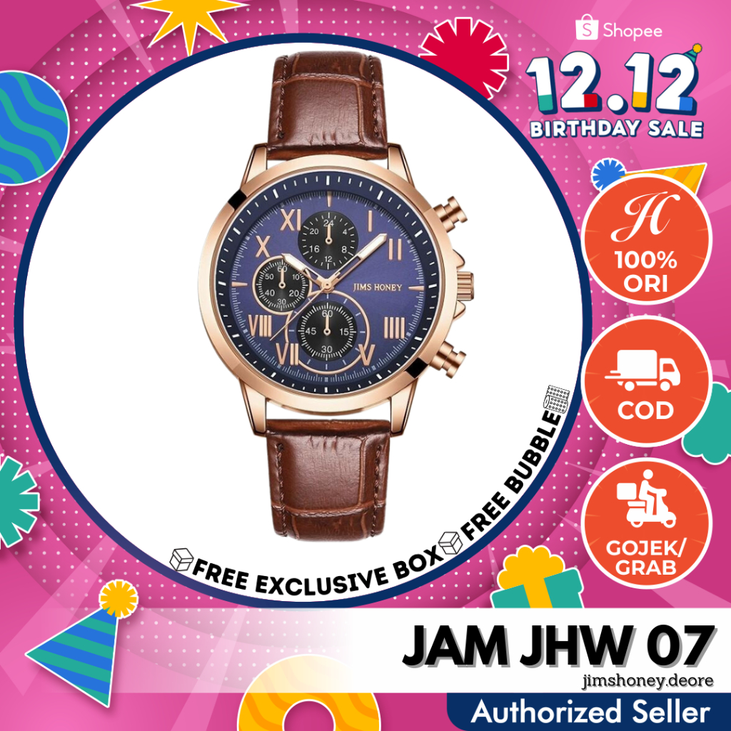 JAM TANGAN JIM HONEY JHW 07 Pria Laki-Laki Fashion Besar Analog JH Ori Murah