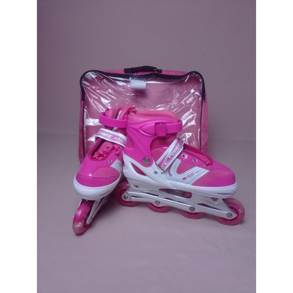 Sepatu Roda In Line Skate Warna Pink Size L (39–42) — Bekas Masih Bagus + Tas