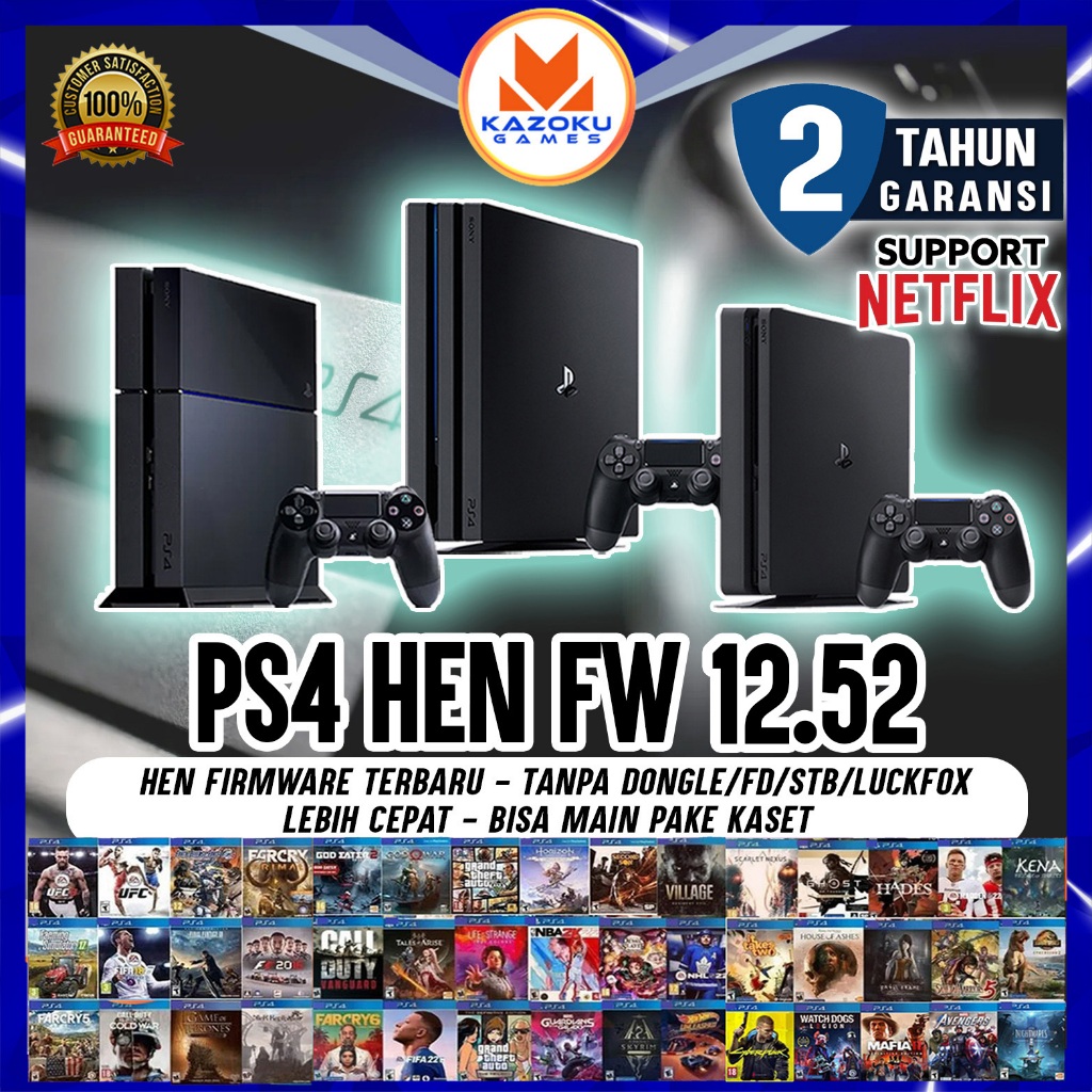 Ps 4 Fat Slim Pro Sony PS4 HEN 12.52 Firmware Terbaru Plus BDJB HDD 500GB-1TB Full Game Stick Wirele