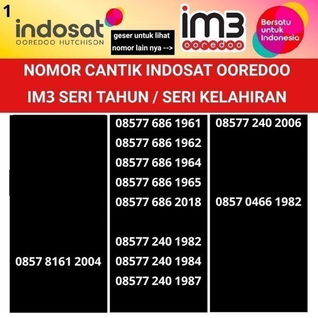 im3 ooredoo 4g plus kartu perdana nomer cantik seri tahun indosat