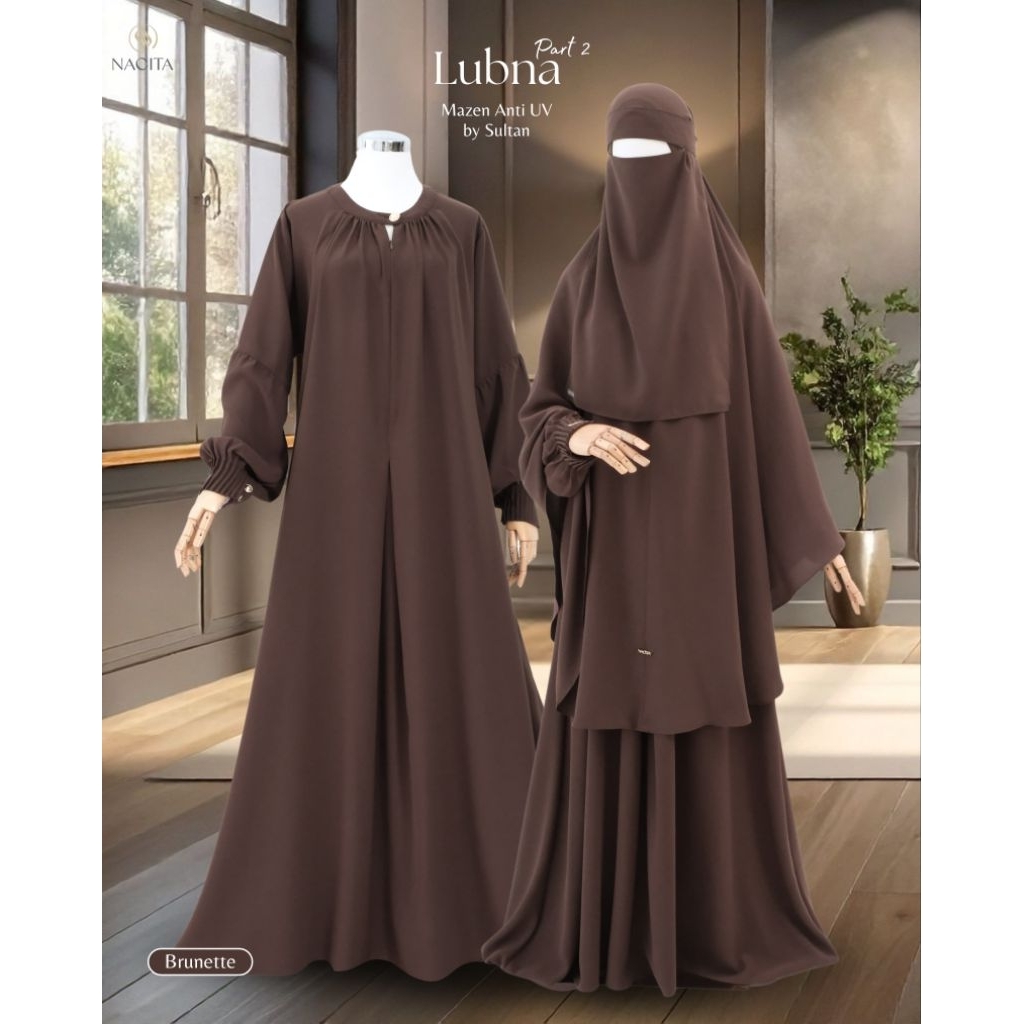 Nacita ~ LUBNA Part 2 Bahan Mazen Anti UV / Set Gamis Khimar Syari Haji Umrah Premium Terlaris