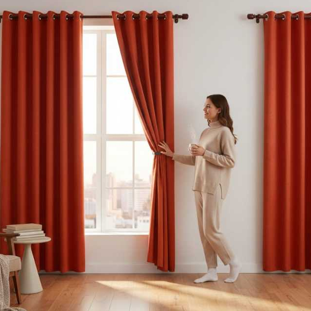 GORDEN JENDELA BLACKOUT 3D BLIDRU (12-RING) MOTIF BOLAK BALIK MERAH BATA