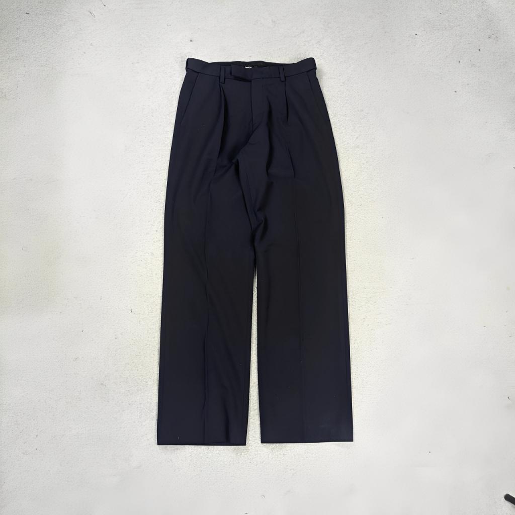 MUSINSA STANDARD Wide Fit Trousers (Navy)