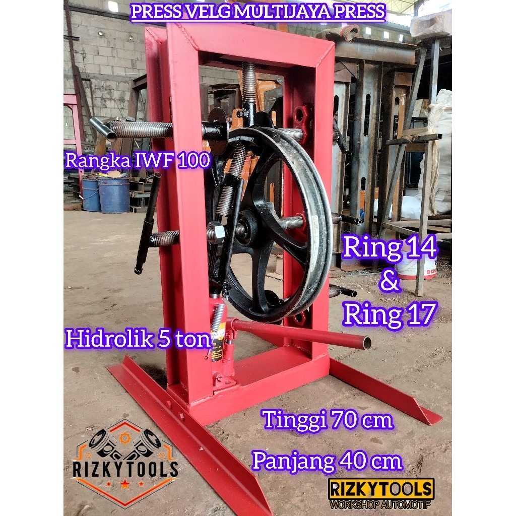 PRESS pelek bintang pelek racing hidrolik 5 ton ring 14 inch ring 17 inch