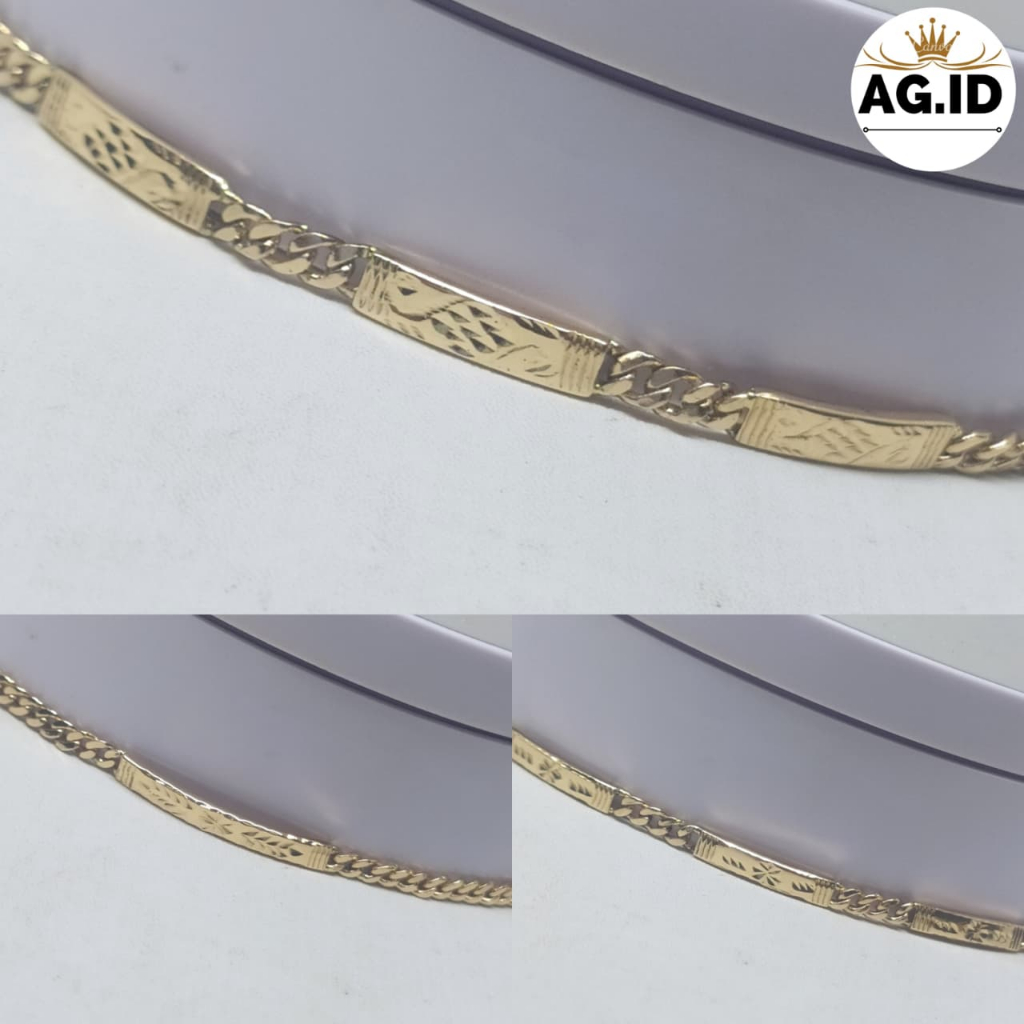 Gelang Swasa Anak/Remaja Terbaru Model Rantai Plat Kuncian S MIRIP EMAS DAN ANTI KARAT