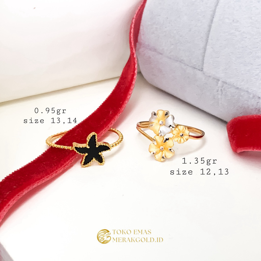 Cincin Emas Asli Bunga Kerawang Mewah Manis Terbaru‼️Emas Kadar 700