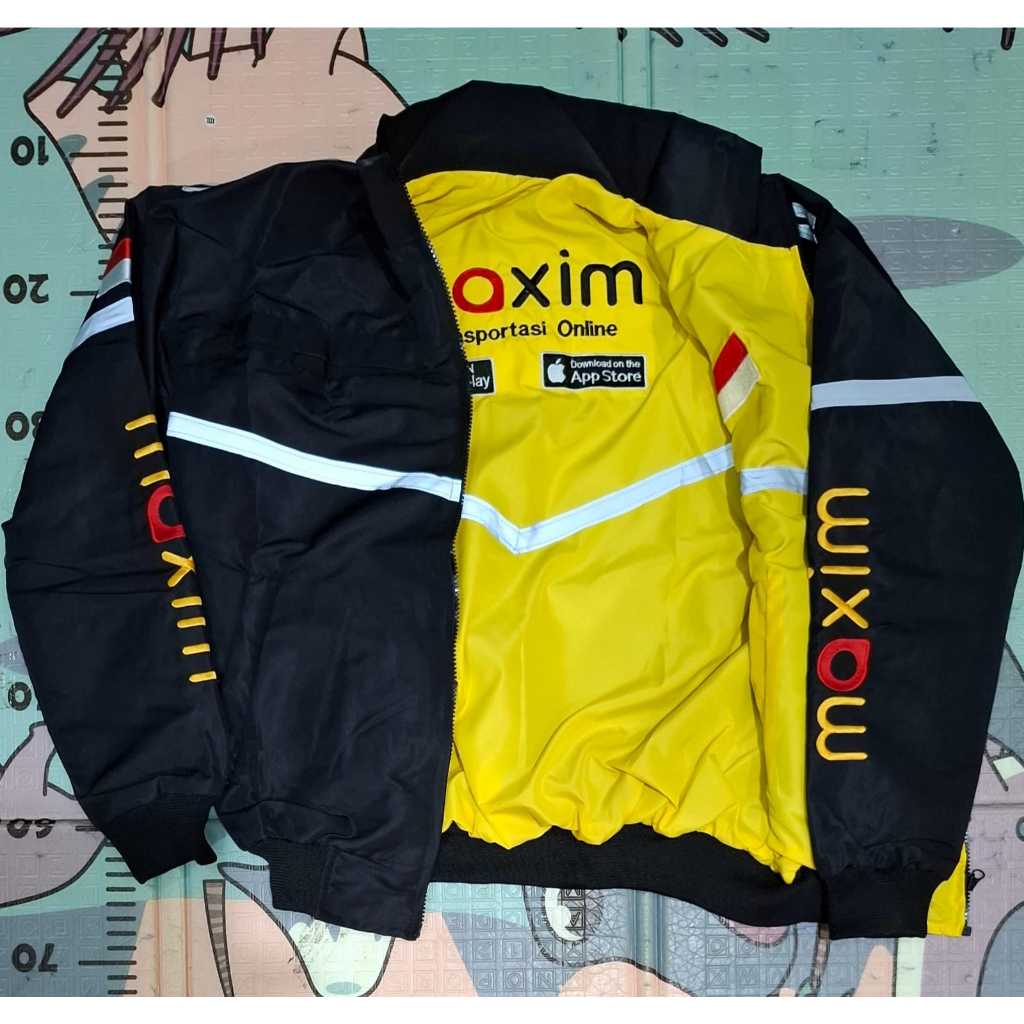 JAKET BOLAK BALIK MAXIM FULL KUNING VS MAXIM HITAM GAK GAMPANG KOTOR BAHAN ANTI AIR