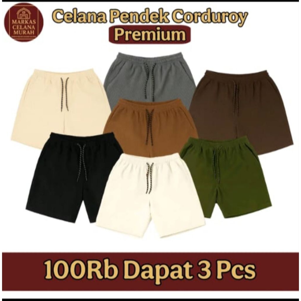 Promo 100RIBU DAPAT 3 Celana Pendek Corduroy Boardshor