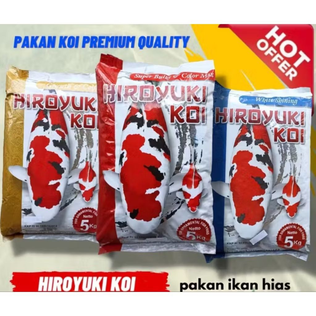 Pakan Koi HIROYUKI Koi 5kg ALL VARIAN Color Growth / Super Bulky / White Shining Merah Kuning Biru