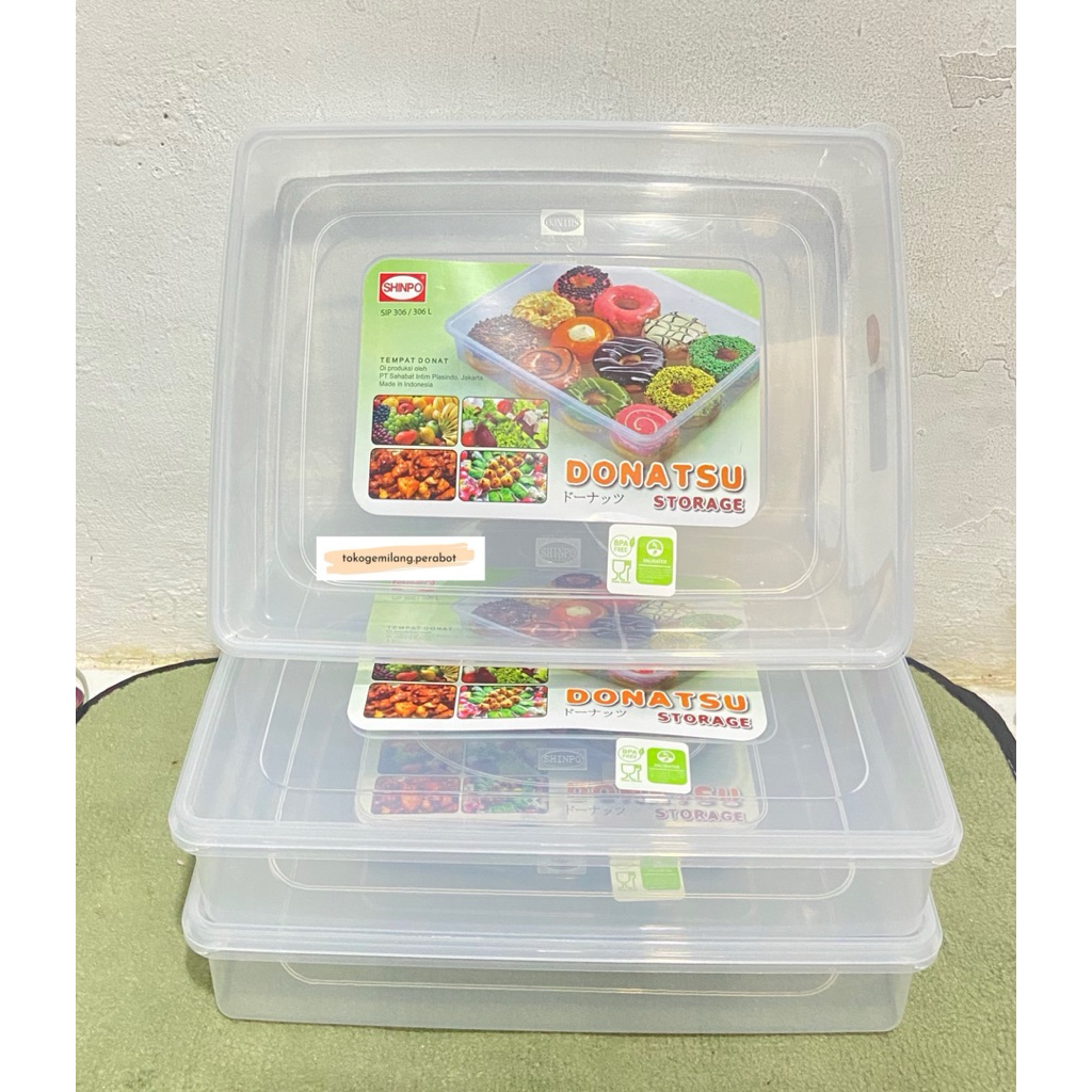 Tempat Donat / Box Donat / Tempat Sosis / Tempat Penyimpanan Makanan / Toples Kotak Persegi / Tempat