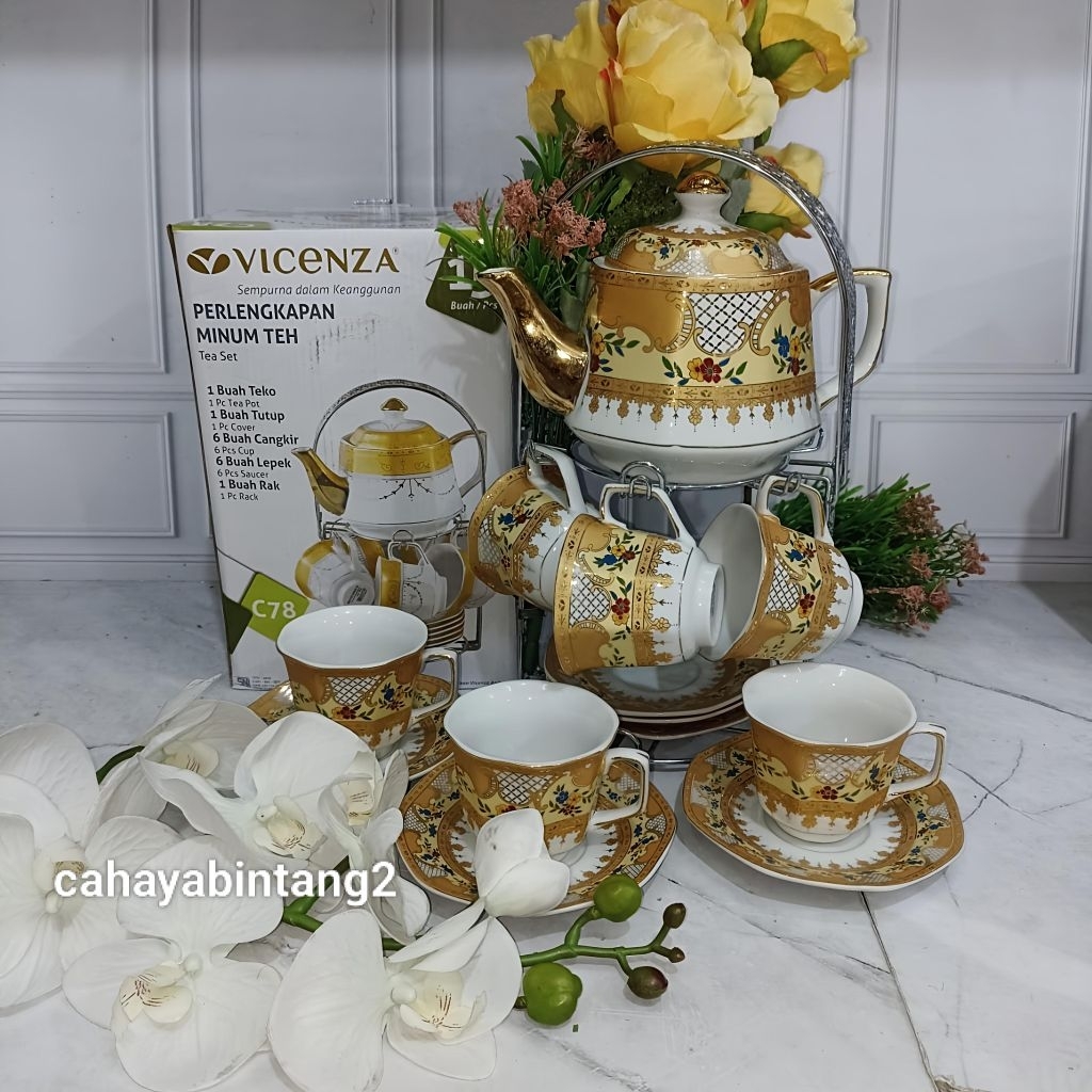 Teko Teh / Kopi Set Cangkir Keramik Vicenza C-78 dan CR-90