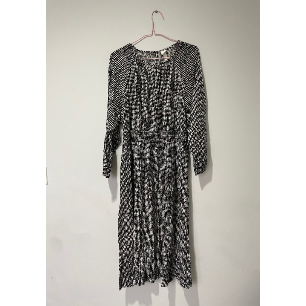 Dress H&M Gamis Longdress Rumahan Maxi Midi Lengan Panjang Muslim Hijab Motif tutul Wanita Premium M