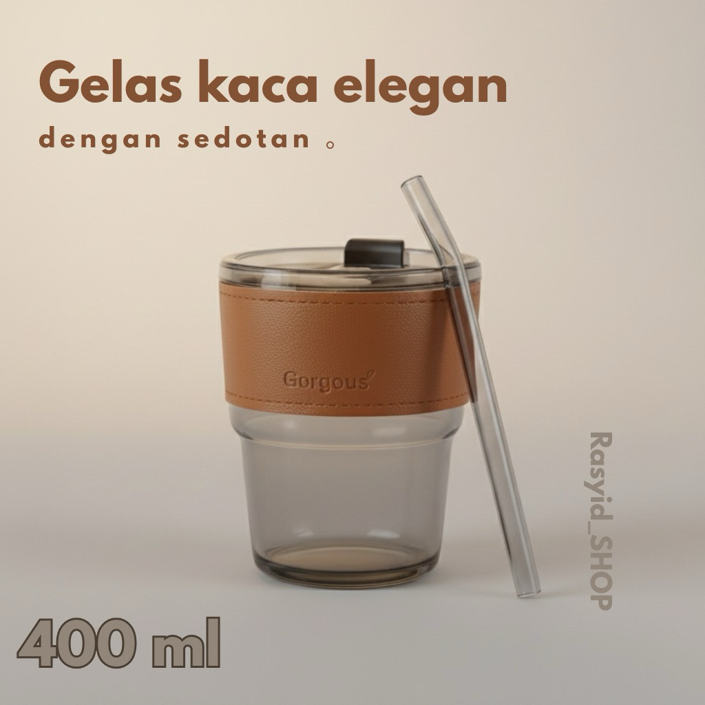 Gelas Kaca Tumblr Polos Panjang - Model Coklat, Desain Elegan, Kapasitas Besar