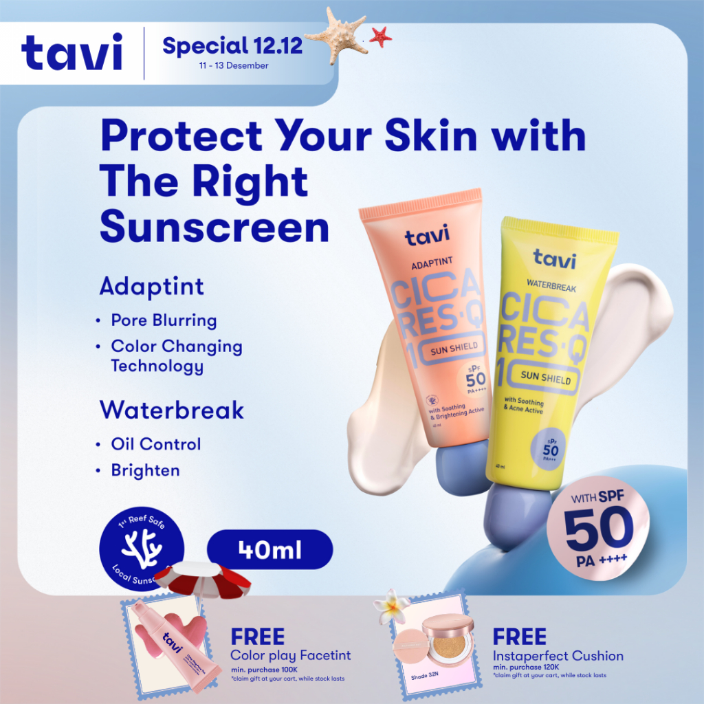 NEW TWINPACK TAVI CICA RES Q10 Water Break AdapTint Sun Shield 40 ml SPF 50 Tinted Sunscreen Skin Ti