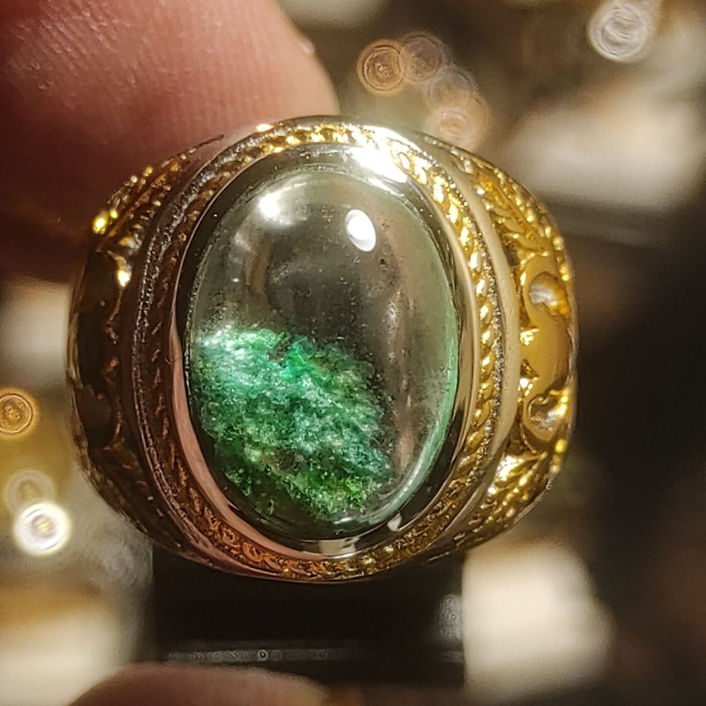 BATU KECUBUNG KARANG HIJAU (kinyang karang) ring size 7
