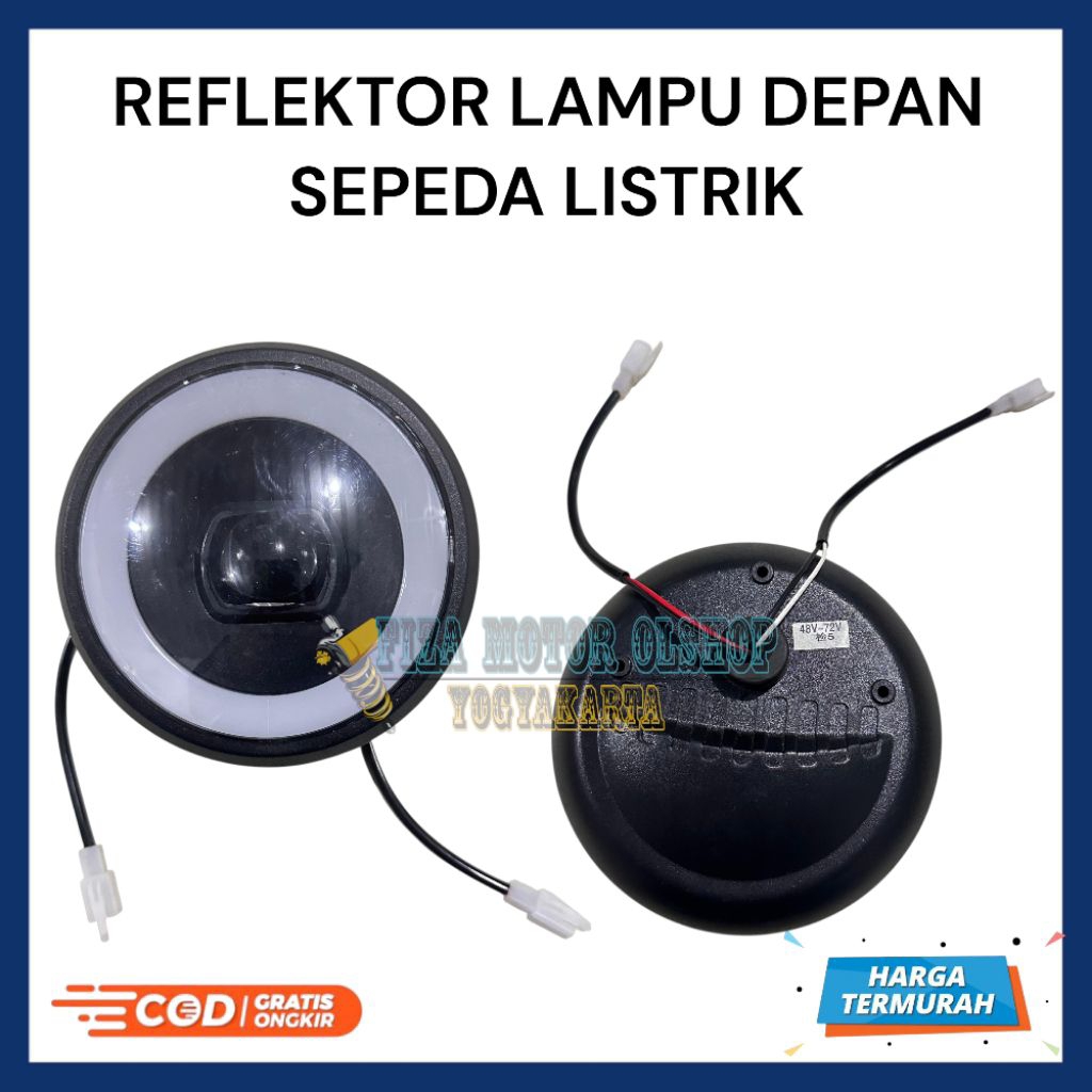 (Promo) Reflektor Lampu Depan Sepeda Listrik Lampu Depan Sepeda Listrik Universal