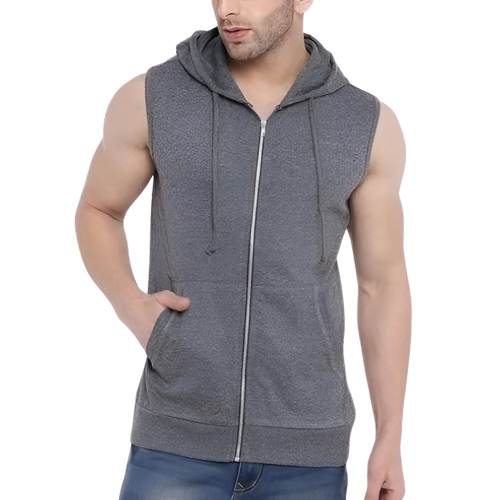 Rompi Hoodie Tanpa Lengan Pria - Jaket Gym Fitness Kasual Sportwear - Jaket Tanpa Lengan Sport Casua