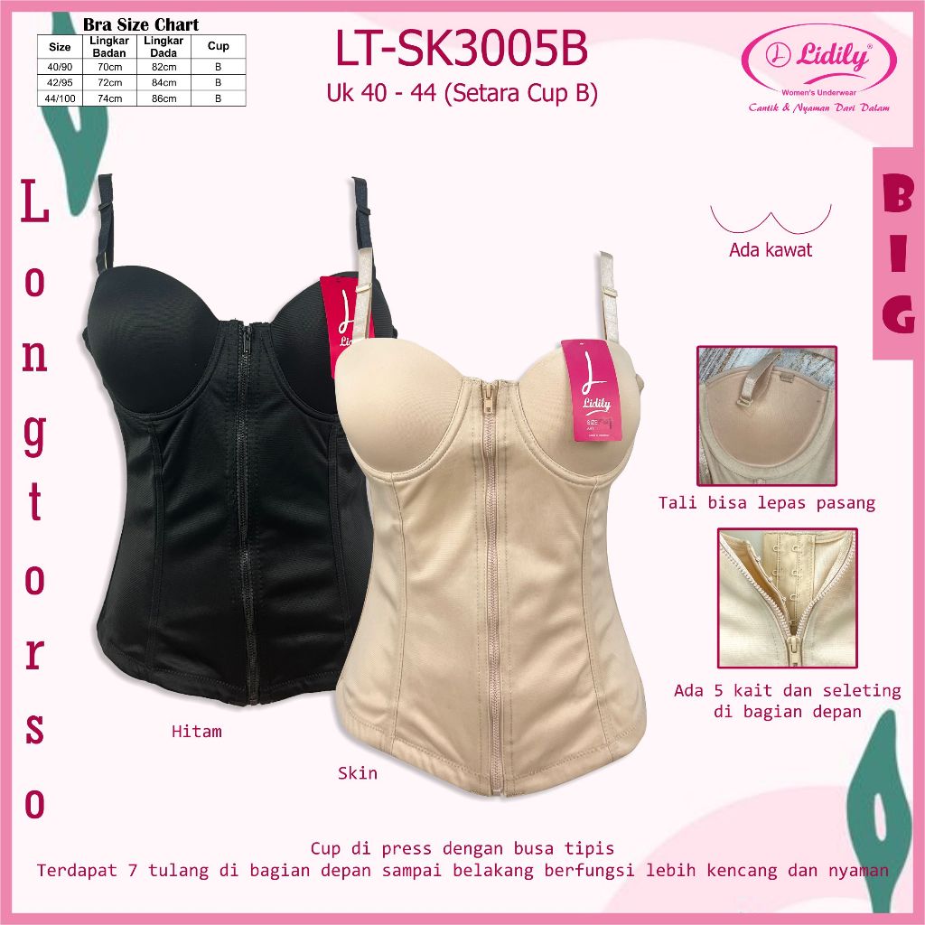 Longtorso Lidily Body Shaper Pelangsing Dalaman Kebaya | Bustier Push Up Bra Longtorso Lydyly Premiu