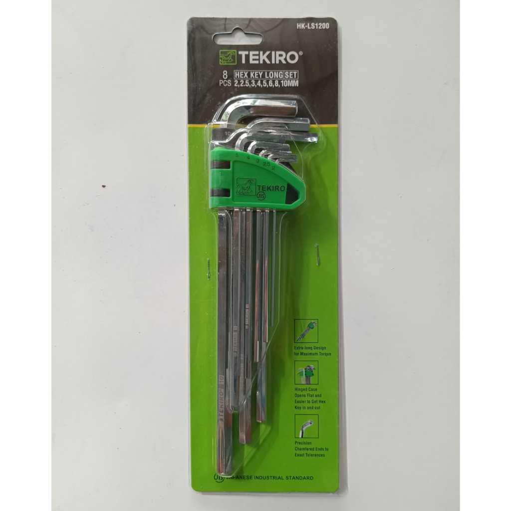 Tekiro Kunci L Set 8Pcs panjang Chrome Vanadium