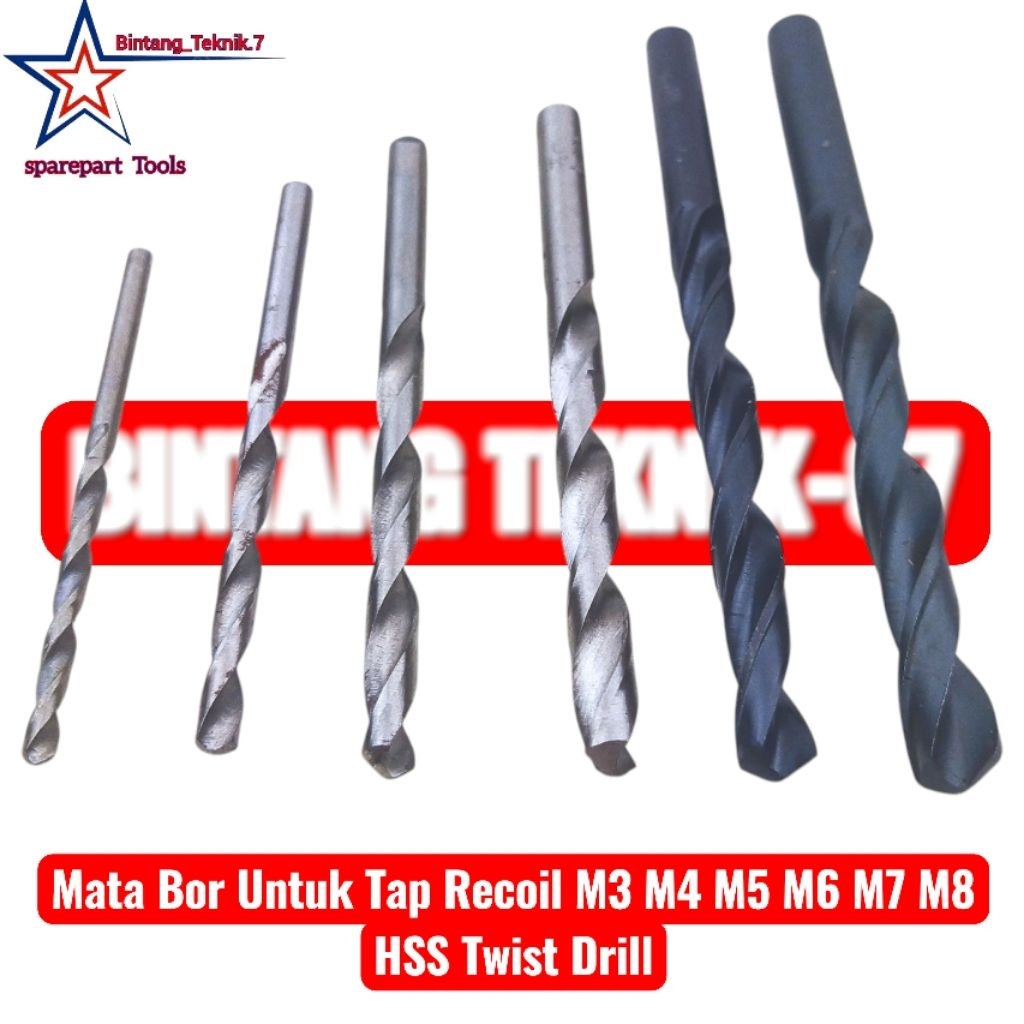 Mata Bor Untuk Tap Recoil M3 M4 M5 M6 M7 M8 HSS Twist Drill Bukan Nachi
