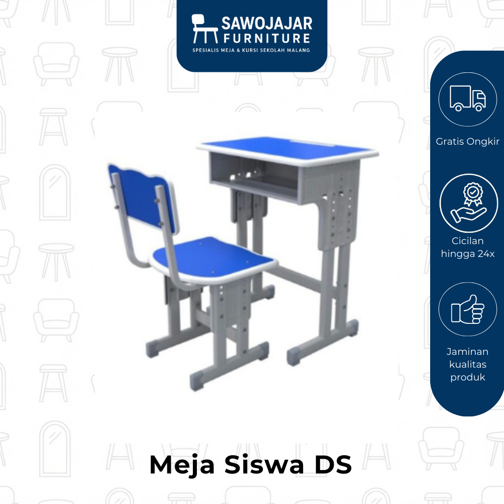 SAWOJAJAR FURNITURE - Meja Siswa DS Biru / Kursi siswa sekolah / Kursi sekolah modern / Kursi sekola