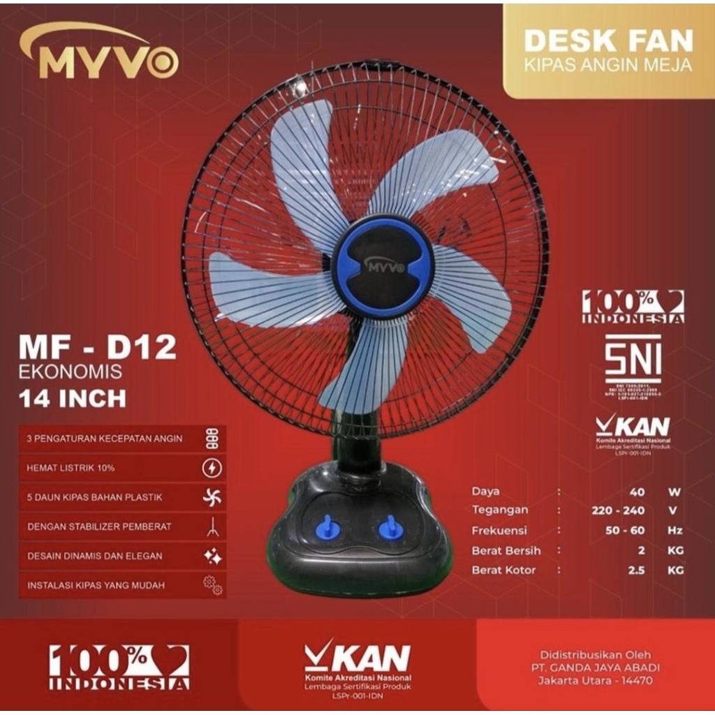 KIPAS ANGIN DUDUK 14 inch MYVO MF-D12