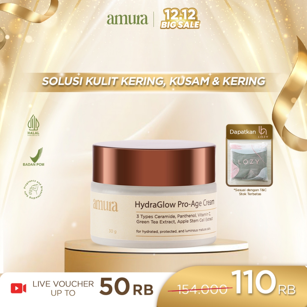 Amura HydraGlow Pro-Age Day Cream 30g | 3X Ceramide Memperkuat Skin Barrier Melembapkan Wajah