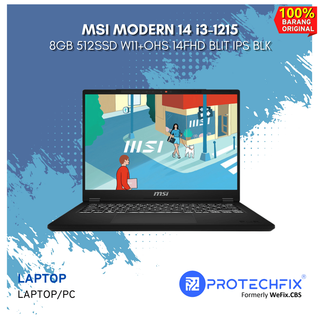 Laptop MSI MODERN 14 i3-1215 8GB 512SSD W11+OHS 14FHD BLIT IPS BLK