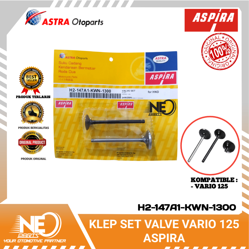 KLEP SET VALVE VARIO 125 ASPIRA