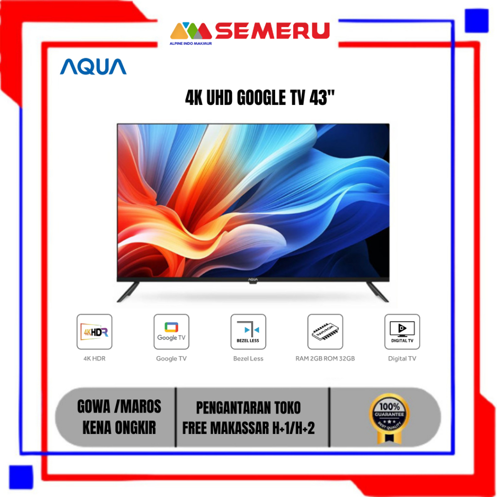 AQUA 4K UHD GOOGLE TV 43 INC AQT-43K800UX / 50 INC AQT-50K800UX / 55 INC AQT-55K800UX YOUTUBE KHUSUS