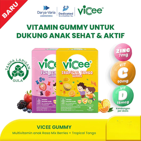 Vicee Gummy Permen lunak dengan kandungan Vitamin C, Vitamin D dan Zinc