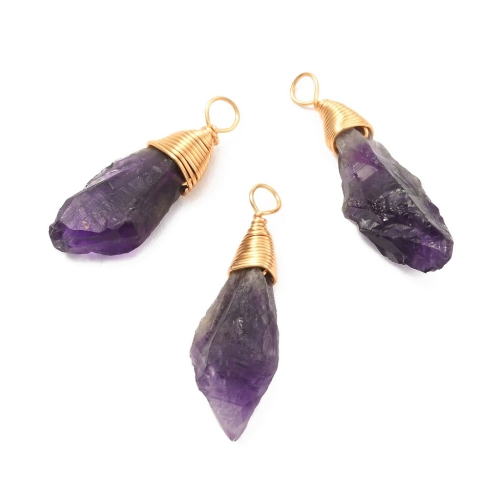 Natural Amethyst rough nugget pendant | liontin batu Amethyst kecubung