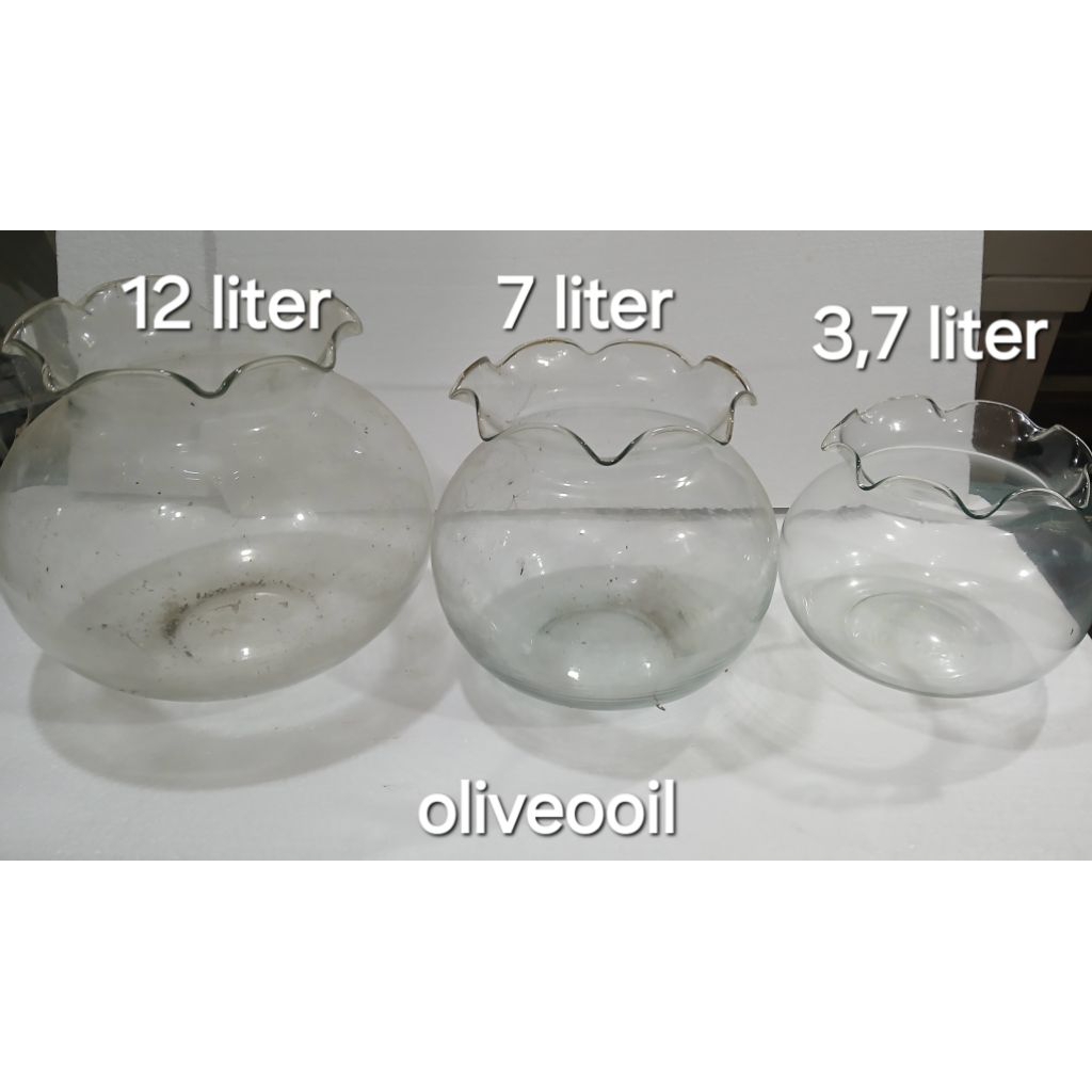 Toples Fish Bowl Aquarium Kaca Bulat 3,7 liter 7 liter 12 liter Khusus Instan