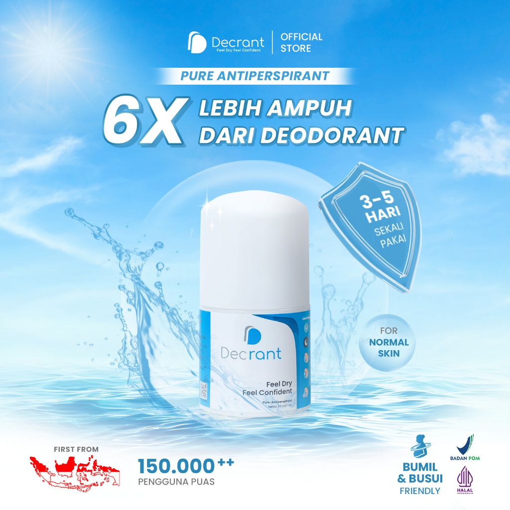 Decrant Antiperspirant Original Roll On 30 ml - Mencegah Keringat Berlebih dan Bau Badan