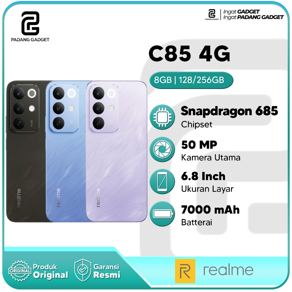 Realme C85 4G 6/128GB 8/128GB 8/256GB HP Smartphone Android Baru Garansi Resmi