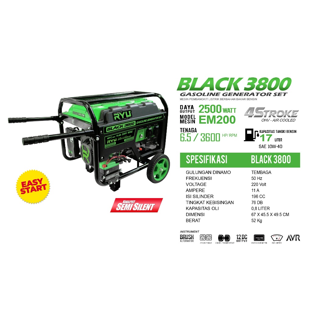 GENSET/GENERATOR SET BLACK3800 - RYU