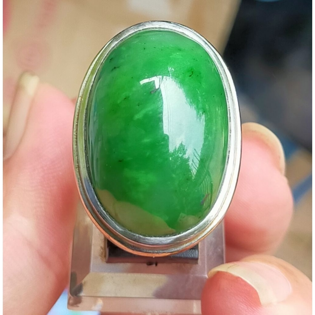 Batu Giok Aceh Super Asli Natural Nephrite Jade Jumbo Warna Hijau Segar