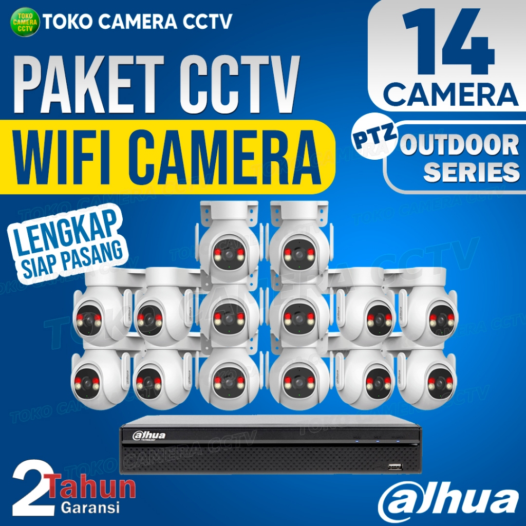 PAKET CCTV WIFI PTZ DAHUA OUTDOOR 16 CHANNEL 14 KAMERA