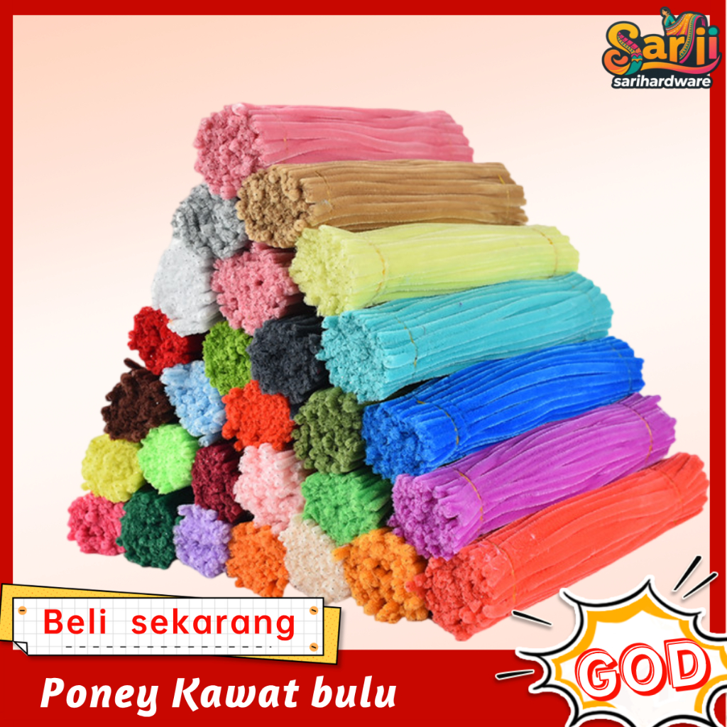 Duffy toys 100Pcs 30Cm Kawat Bulu Mercy Pastel Mix Kawat Bulu Mainan Anak Craft Diy Kerajinan Tangan