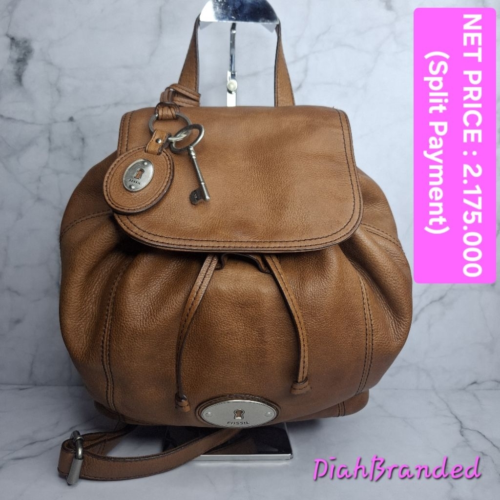 F061 - PRELOVED TAS FOSSIL BACKPACK MADDOX CHESNUT (RANSEL FULLSET)