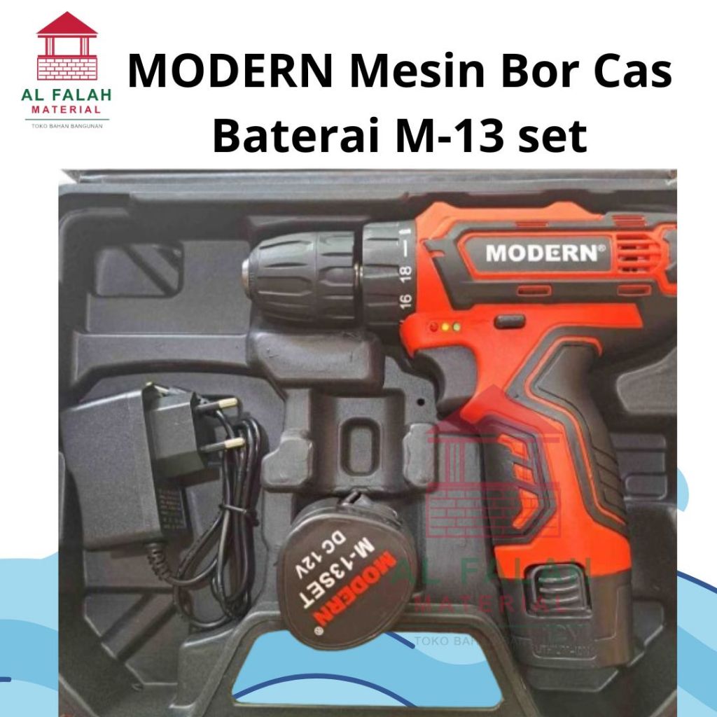 Modern Mesin Bor Cas M13 / Mesin Bor Baterai / Mesin Bor 2 Arah Baterai 12 V 13 set