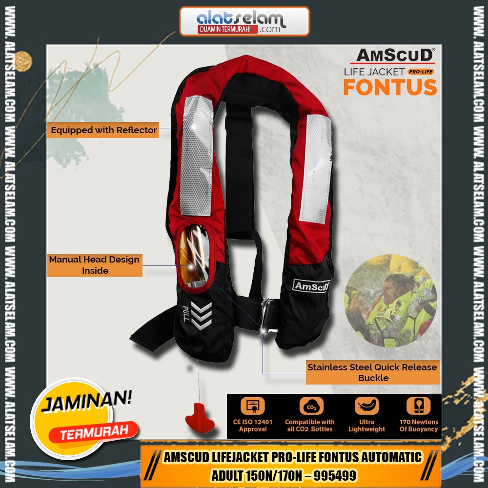 AmScuD LifeJacket Pro-Life FONTUS AUTOMATIC Adult 150N / 170N – 995499 / Pelampung Emergercy / Life 