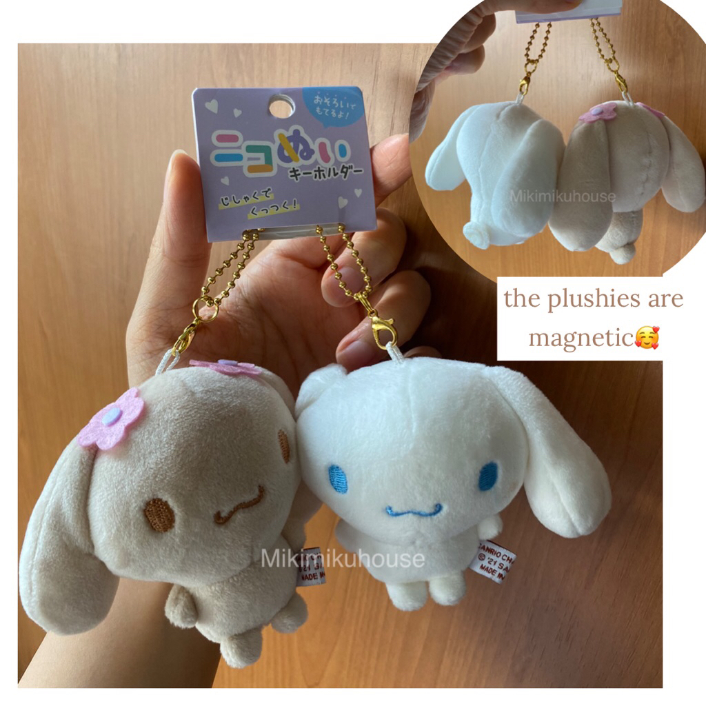 READY JAPAN SANRIO CINNAMOROLL & MOCHA KEYCHAIN MAGNET PLUSH SET GANTUNGAN SANRIO MOCHA CINNAMOROLL 