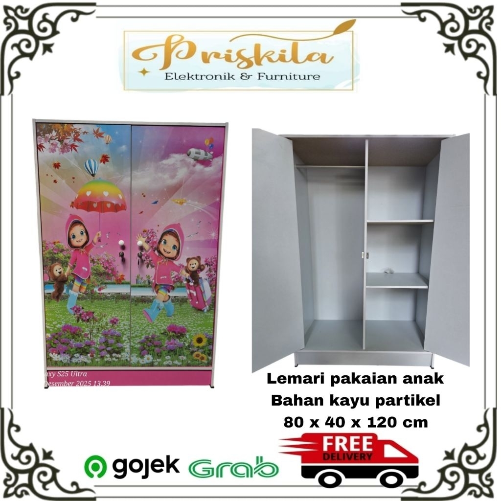 Lemari Pakaian Anak | Lemari Kayu Partikel Anak | Lemari Gambar Karakter Anak | Lemari Anak Palemban