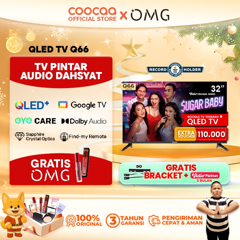 TERBARU COOCAA TV 32 inch Q66 - 2K QLED - Google TV - Sapphire Crystal Optics - HDR10/HLG - Eye Care