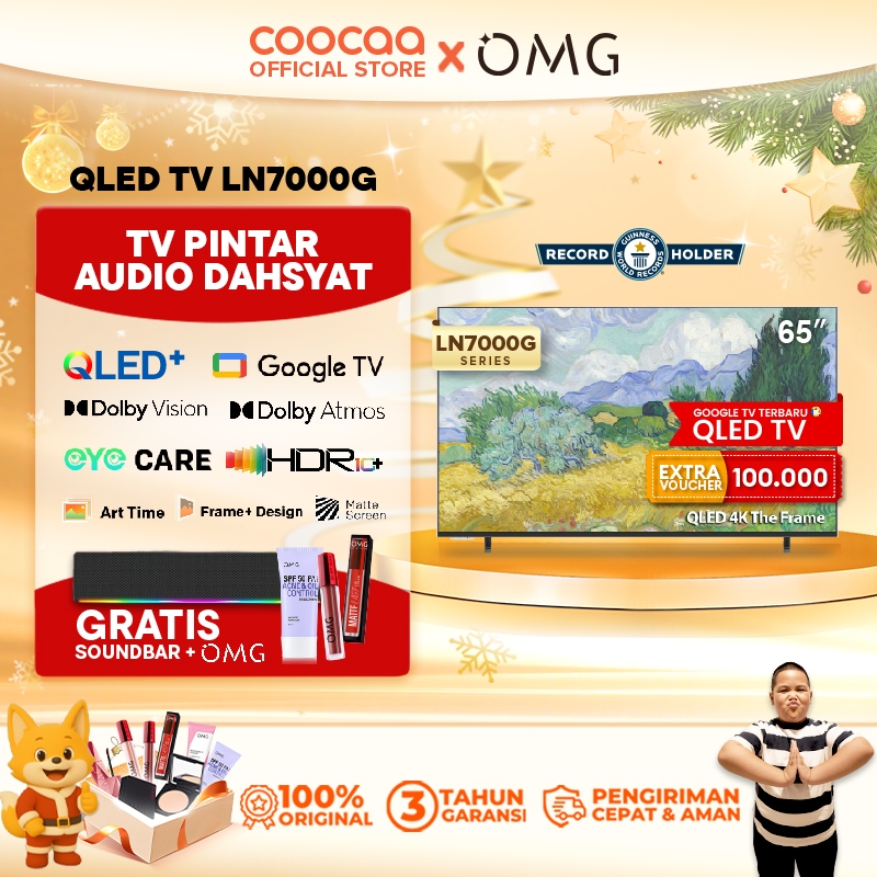 [TERBARU] COOCAA The Frame TV 65 inch LN7000G - 4K QLED-TV+Matte screen - Google TV - Eye Care 5.0 -