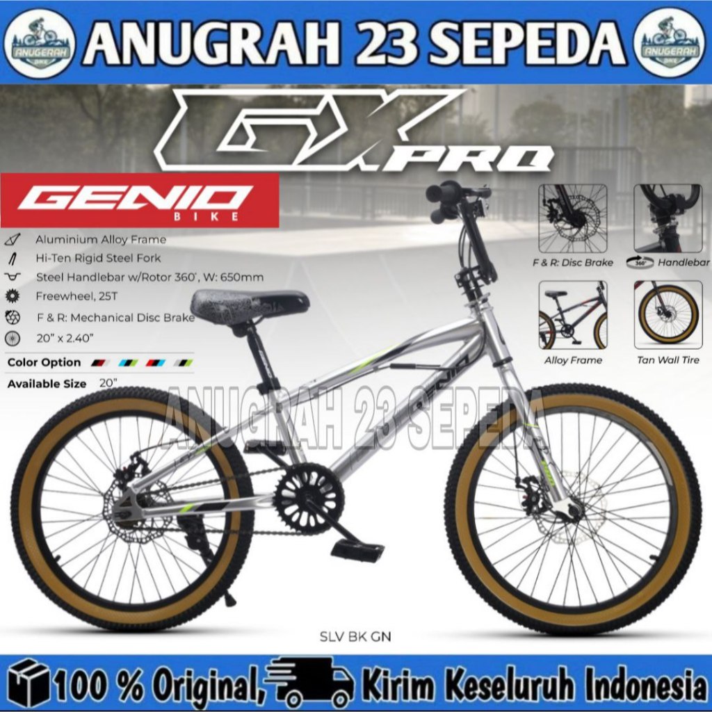 Sepeda Anak Laki BMX GENIO GX PRO BY UNITED Rotor Frame Alloy Ukuran 20 Inch Discbrake