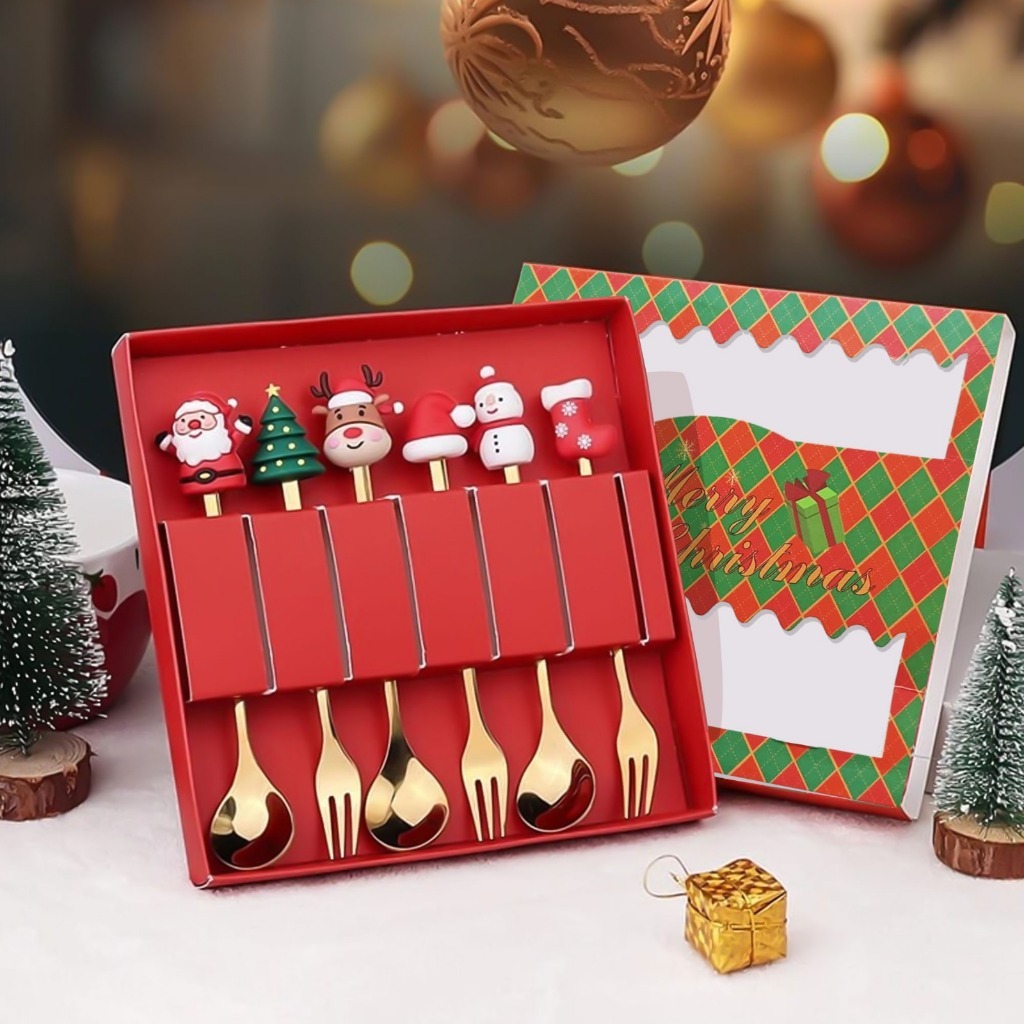 [HADIAH NATAL] Myware Sendok Natal Christmas Alat Makan  / Christmas Gift Sendok / Garpu Sendok Set 